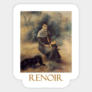 Young Girl with a Dog by Pierre-Auguste Renoir Sticker